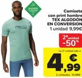 Oferta de Camiseta con print hombre TEX ALGODÓN EN CONVERSIÓN  por 9,99€ en Carrefour