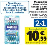 Oferta de Maquinillas desechables Sensor 3 Cool GILLETTE por 10,99€ en Carrefour