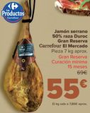 Oferta de Jamón serrano 50% raza Duroc Gran Reserva Carrefour El Mercado por 55€ en Carrefour