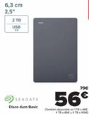 Oferta de SEAGATE Disco duro Basic  por 56€ en Carrefour