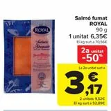 Oferta de Salmón ahumado ROYAL por 6,35€ en Carrefour