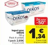 Oferta de Yogur Griegos OIKOS por 2,69€ en Carrefour