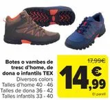 Oferta de Bota o deportivo trekking hombre, mujer o infantil TEX  por 14,99€ en Carrefour