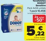 Oferta de Toallitas DODOT Sensitive  por 10,45€ en Carrefour