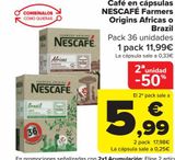 Oferta de Café en cápsulas NESCAFE Farmers Origins Africas o Brazil por 11,99€ en Carrefour