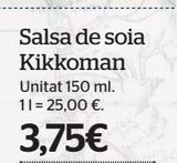 Oferta de Salsa de soja Kikkoman por 3,75€ en La Sirena