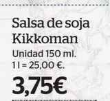 Oferta de Salsa de soja Kikkoman por 3,75€ en La Sirena