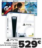 Oferta de PS5 Consola + juego (Uno de estos juegos a elegir)  por 529€ en Carrefour