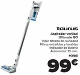 Oferta de Taurus Aspirador vertical Ultimate GO  por 99€ en Carrefour
