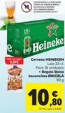 Oferta de Cerveza HEINEKEN + Regalo Bolsa baconcitos EMICELA  por 10,8€ en Carrefour