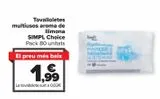 Oferta de Toallitas multiusos aroma limón SIMPL Choice  por 1,99€ en Carrefour