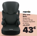 Oferta de Nania Silla auto Befix  por 43€ en Carrefour
