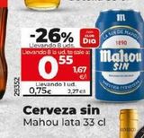 Oferta de Cerveza sin alcohol Mahou por 0,75€ en Dia Market