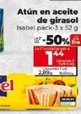 Oferta de Atún en aceite de girasol Isabel por 2,89€ en Dia Market