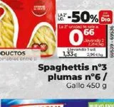 Oferta de Espaguetis Gallo por 1,33€ en Dia Market