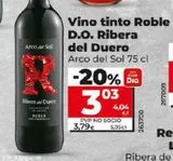 Oferta de VINO TINTO ROBLE D.O. RIBERA DEL DUERO por 3,03€ en Maxi Dia