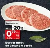 Oferta de BURGER MEAT DE VACUNO Y CERDO por 0,79€ en Maxi Dia
