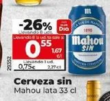 Oferta de Cerveza sin alcohol Mahou por 0,75€ en La Plaza de DIA