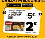 Oferta de Lasaña de espinacas y queso fresco LA COCINERA por 2€ en Supeco