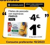 Oferta de Filetes de pescado con espinacas FINDUS por 1€ en Supeco