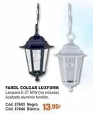 Oferta de Farola colgante por 13,95€ en Ferrcash