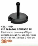 Oferta de Pie de parasol de cemento por 39,95€ en Ferrcash