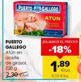 Oferta de Atún en aceite de girasol PUERTO GALLEGO por 1,89€ en Autoservicios Familia