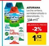 Oferta de Leche entera semidesnatada o desnatada ASTURIANA por 1,12€ en Autoservicios Familia