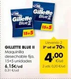 Oferta de Maquinilla desechable fija, 15+5 unidades GILLETTE BLUE II por 6,15€ en Autoservicios Familia
