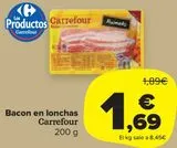 Oferta de Bacon en lonchas Carrefour por 1,69€ en Carrefour Market