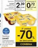 Oferta de 14  DANET  Natlas de  DORA  vanilla pack 4x120 g 4.98 €/kg  Ejemplo comprando " comprando 2  2.39 0.72  3.23 €/kg  2° unidad  -70%  de descuento COMBINA  en Eroski