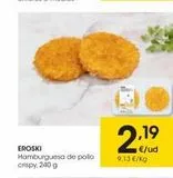 Oferta de Hamburguesas de pollo eroski en Eroski