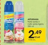 Oferta de Nata spray Asturiana por 2,49€ en Eroski