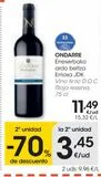 Oferta de Vino tinto DOC Rioja reserva Ondarre por 11,49€ en Eroski