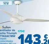 Oferta de Sulion Ventilador de techo Triumph VT142AC18W  por 143,2€ en Carrefour