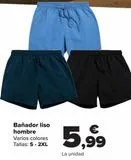 Oferta de Bañador liso hombre  por 5,99€ en Carrefour