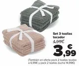 Oferta de Set 3 toallas tocador  por 3,99€ en Carrefour