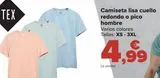 Oferta de Camiseta lisa cuello redondo o pico hombre  por 4,99€ en Carrefour