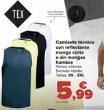 Oferta de Camiseta técnica con reflectante manga corta o sin mangas hombre  por 5,99€ en Carrefour