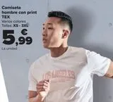 Oferta de Camiseta hombre con print TEX  por 5,99€ en Carrefour