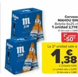 Oferta de Cerveza MAHOU SIN  por 2,77€ en Carrefour