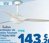 Oferta de Sulion Ventilador de techo Triumph VT142AC18W  por 143,2€ en Carrefour