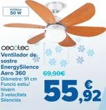 Oferta de Cecotec Ventilador de techo EnergySilence Aero 360  por 55,92€ en Carrefour