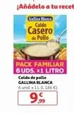Oferta de Gallina Blanca Caldo  Casero de Pollo  PACK FAMILIAR 6 UDS. x1 LITRO  Caldo de pollo GALLINA BLANCA 6 unid. x 1 L (L 1,66 €).  9,99  en Alcampo