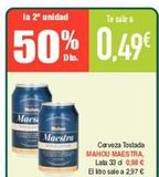 Oferta de Maes  Maestra  Cerveza Tostada MAHOU MAESTRA, Lata 33 d 0,98 € Blitro sale a 2,97 €  en Masymas