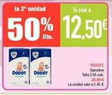 Oferta de DODOT  DODOT  *DODOT, Sensitive  Talla 3 56 uds.  24,99 €  La unidad sale a 0,45 €  en Masymas