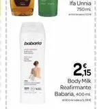 Oferta de Body milk Babaria en Supermercados El Jamón