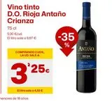 Oferta de VINO TINTO D.O. RIOJA ANTANO CRIANZA por 3,25€ en Ahorramas