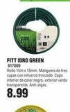 Oferta de FITT IDRO GREEN 017009  Rollo 15m x 15mm Manguera de tres capas con refuerzo trenzado. Capa interior de color negro, exterior verde transparente. Anti-algas  8.99  en Cifec