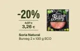 Oferta de -20%  4,07 €  3,26 €  bio  Soria Natural Burveg 2 x 100 g ECO  Br  Bur  en Veritas